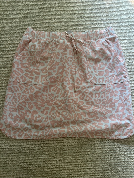 Chico's Dresses & Skirts - Chico's Pink Leopard-Print Drawstring Mini Skirt
